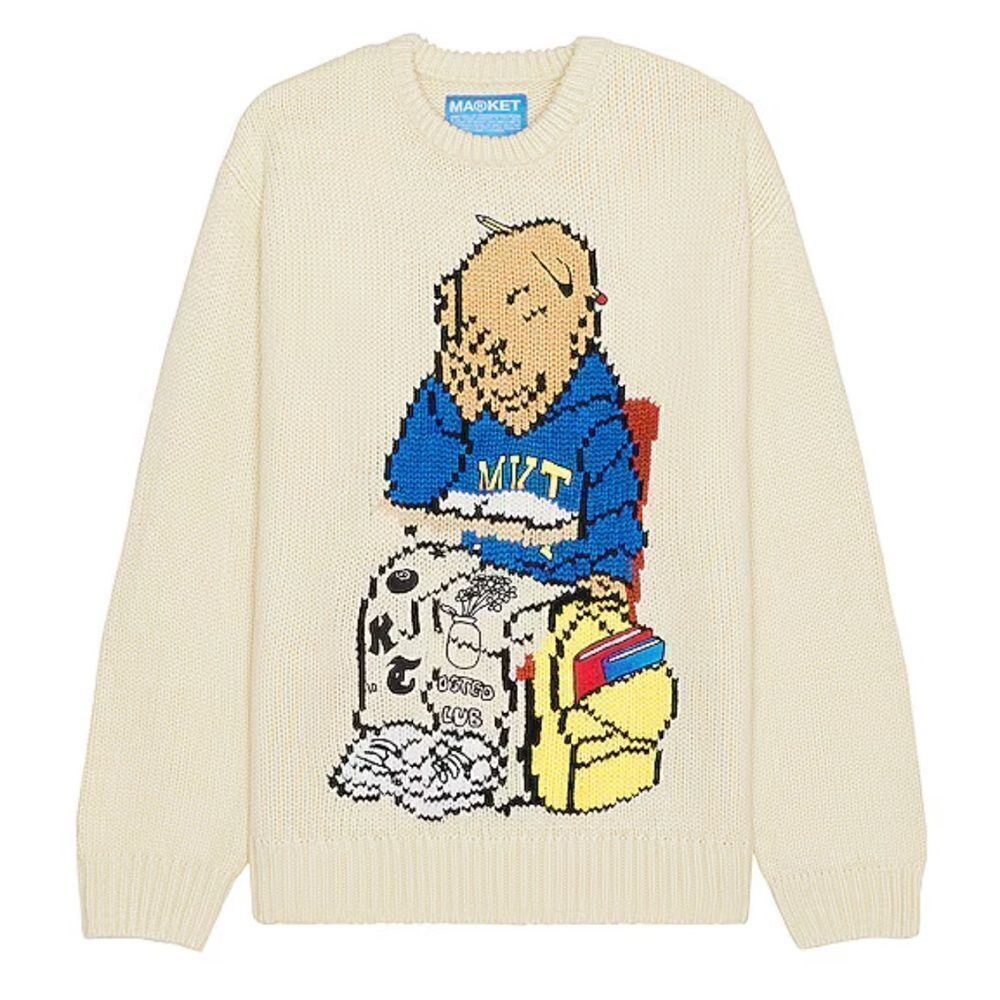 Market Making The Grade Bear Sweater in Ecru, Revolve Favorite. Size Large. NWT!
